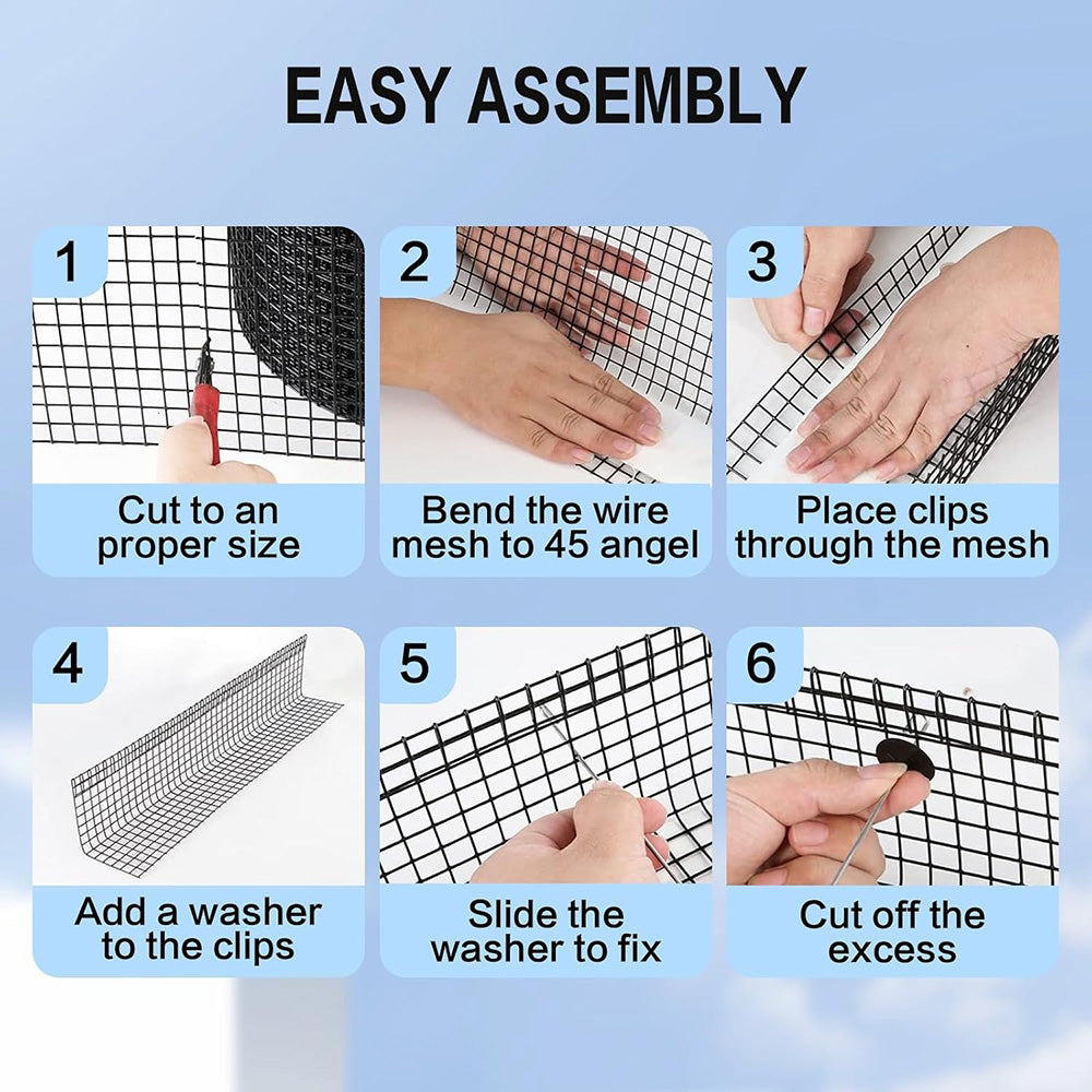 Solar Panel Bird Net Guard 8"x 100ft 100pcs Stainless Steel Fasteners Clips