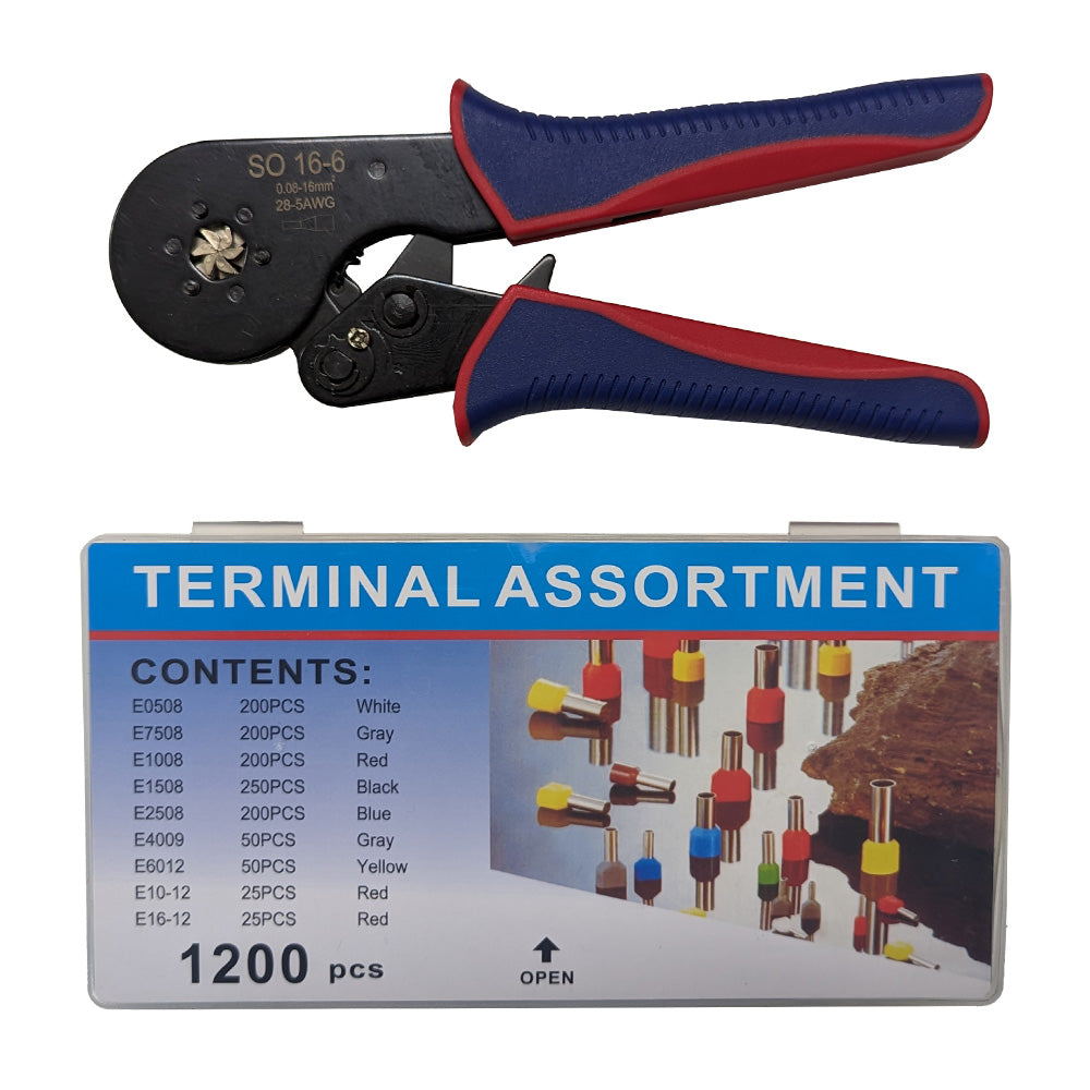 1200pcs Box Tubular Crimp Splices Electrical Wire Ferrules Connectors Set Pliers