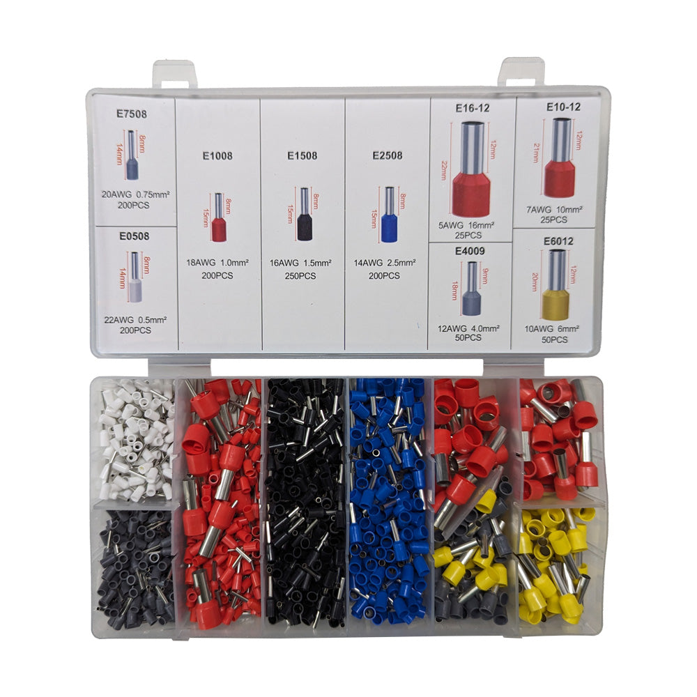 1200pcs Box Tubular Crimp Splices Electrical Wire Ferrules Connectors Set Pliers
