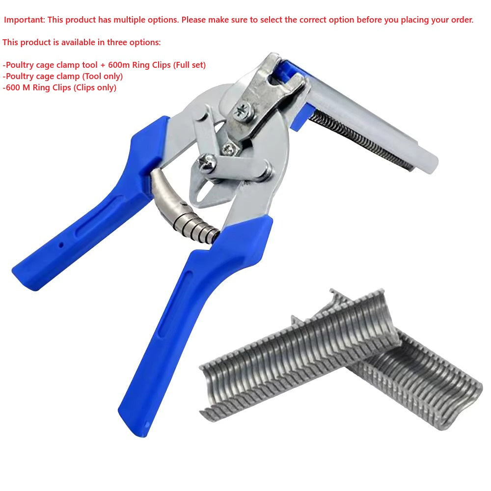 Poultry Cage Plier Fencing Gun Fastener Stapler M Wire Ringer 600 Clips - Notes.: Please select option full set / tool only / Clips only