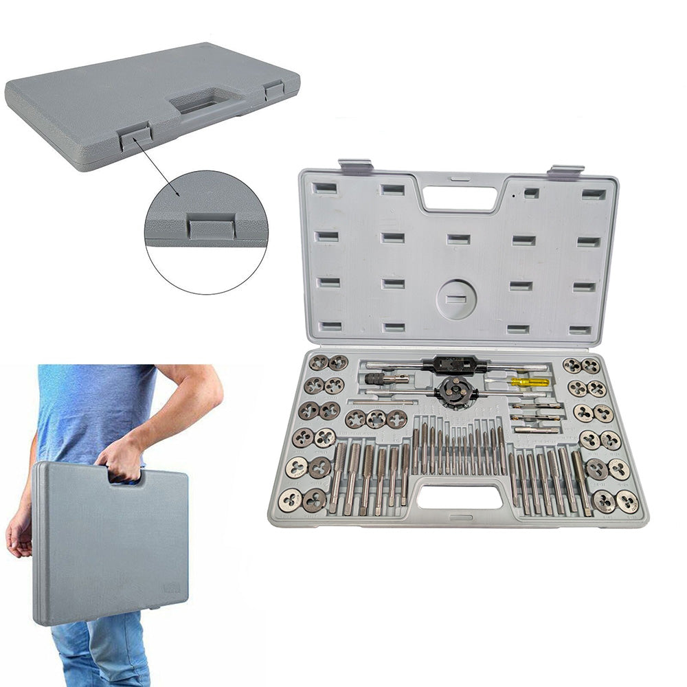 60 Pcs Master Tap and Die Set SAE Metric Threading Rethreading Tool Kit