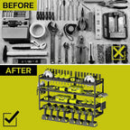 Power Tool Organizer Wall Mount High-capacity Storage 4 Layers 8 Drill Holder
