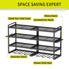 Power Tool Organizer Wall Mount High-capacity Storage 4 Layers 8 Drill Holder