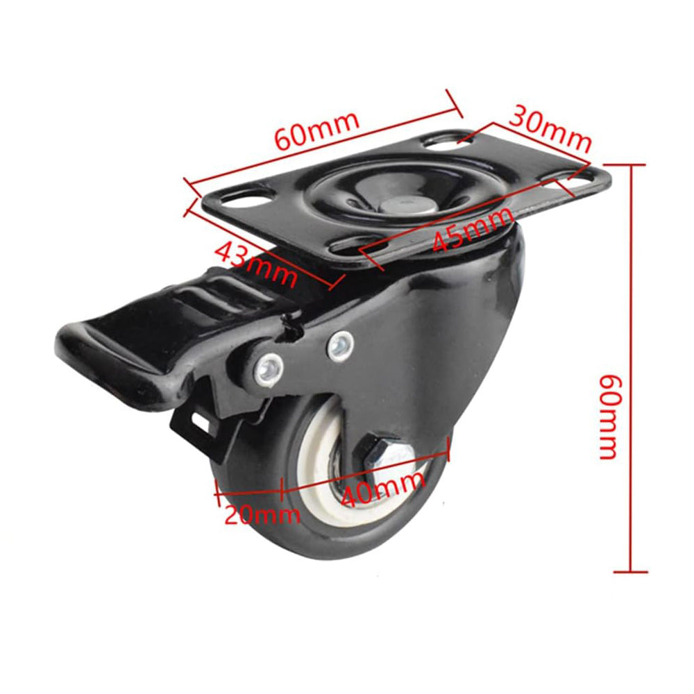 4 pcs 1.5" Heavy Duty Swivel Caster Wheels Brake Swivel Wheels