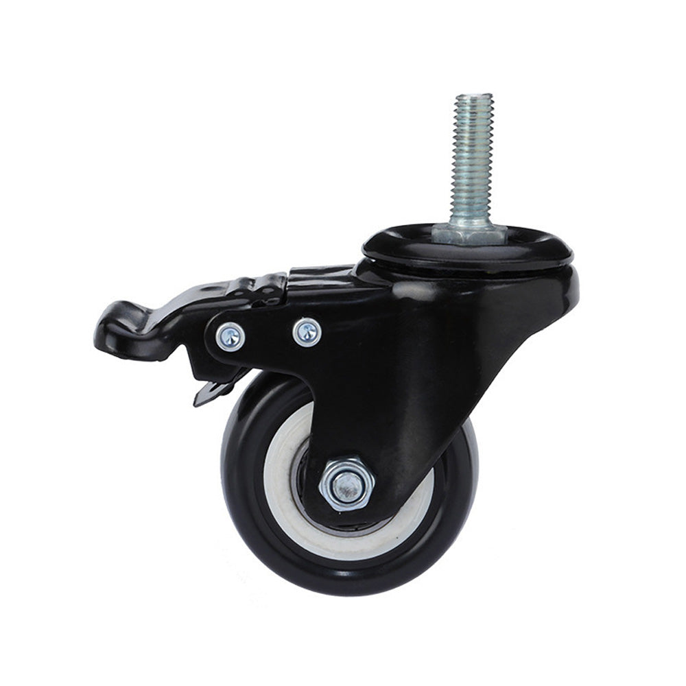 4 pcs 1.5" Heavy Duty Swivel Caster Wheels M8 Threaded Stem Brake Swivel Wheels