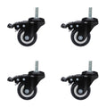 4 pcs 1.5" Heavy Duty Swivel Caster Wheels M8 Threaded Stem Brake Swivel Wheels