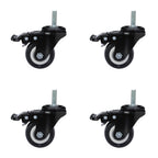 4 pcs 1.5" Heavy Duty Swivel Caster Wheels M8 Threaded Stem Brake Swivel Wheels