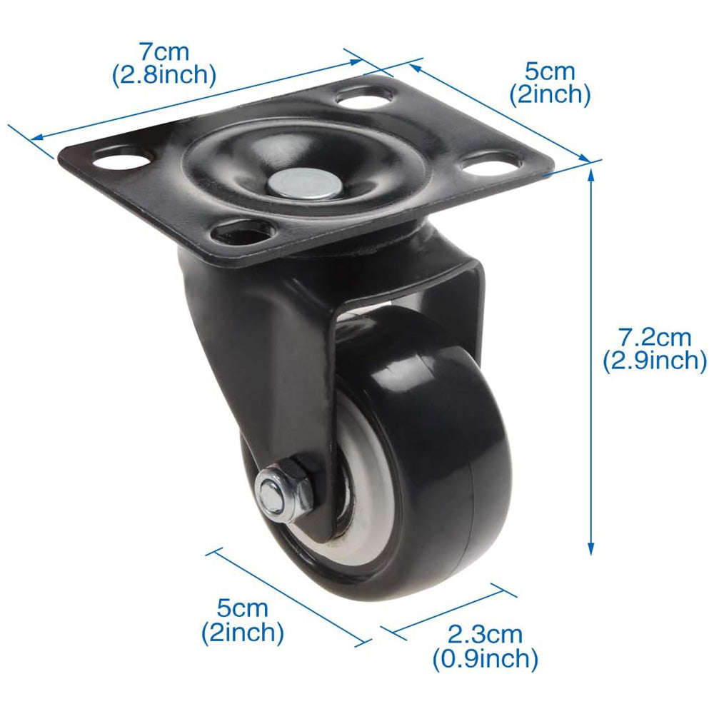 4 pcs 2" Heavy Duty Swivel Castor Wheels Trolley Furniture Caster Without Brake