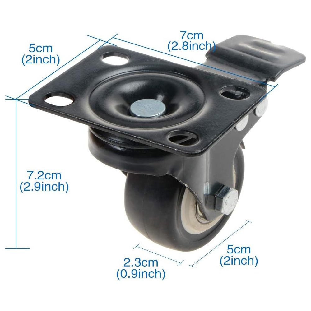 4 Pcs 2" Heavy Duty Swivel Castor Wheels Trolley Furniture Caster With Brake