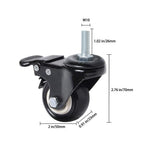 4 pcs 2" Heavy Duty Swivel Caster Wheels M10 Threaded Stem Brake Swivel Wheels