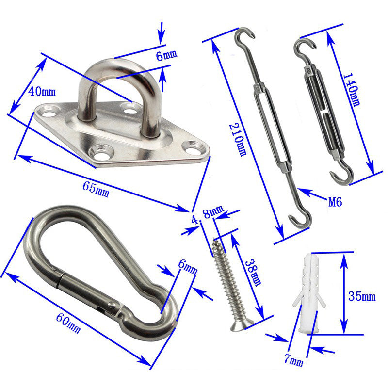 84 pcs Stainless Steel Sun Shade Sail Accessory Wall Mounting Hardware Kit
