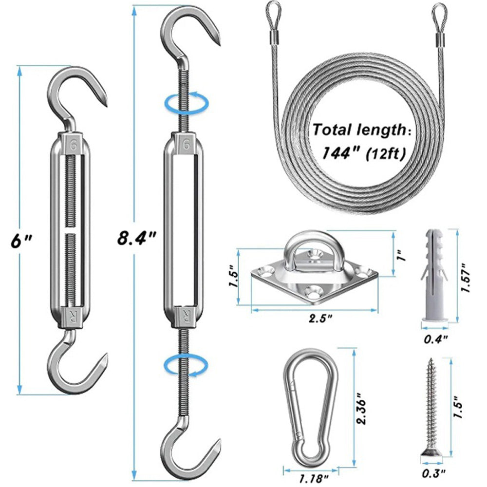 84 pcs Stainless Steel Sun Shade Sail Accessory Wall Mounting Hardware Kit
