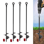 4 Pcs 30" Long Black Ground Anchor Heavy Duty Anchor Hook Solid Steel Shaft