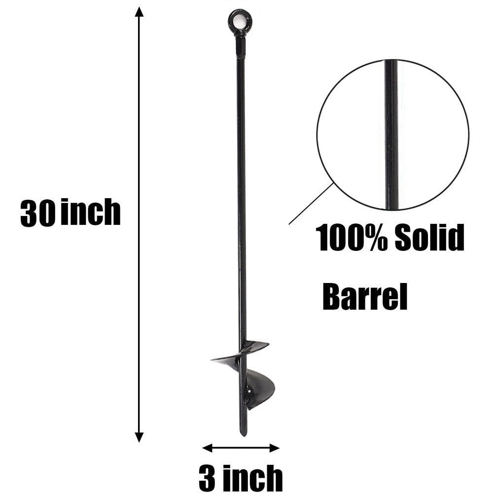4 Pcs 30" Long Black Ground Anchor Heavy Duty Anchor Hook Solid Steel Shaft