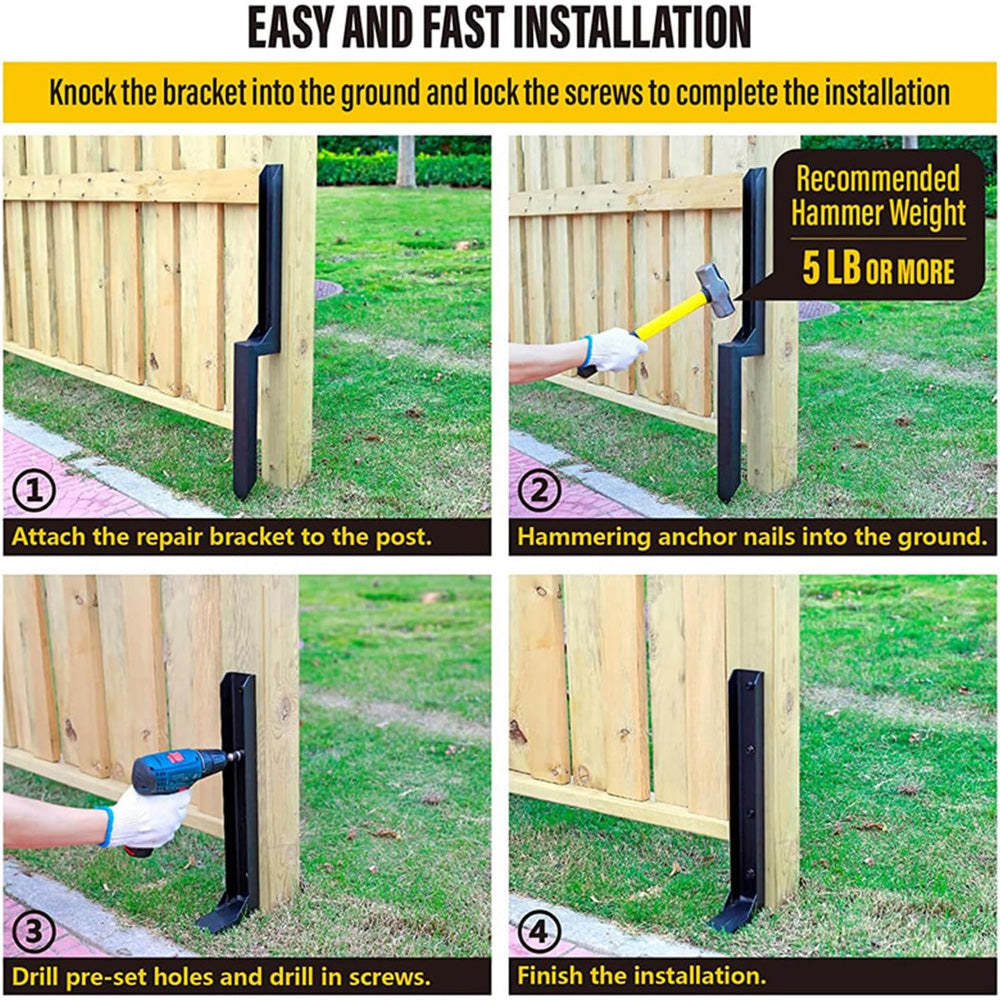 4 Pcs Fence Post Repair Kit Heavy Duty Fence Posts Anchor