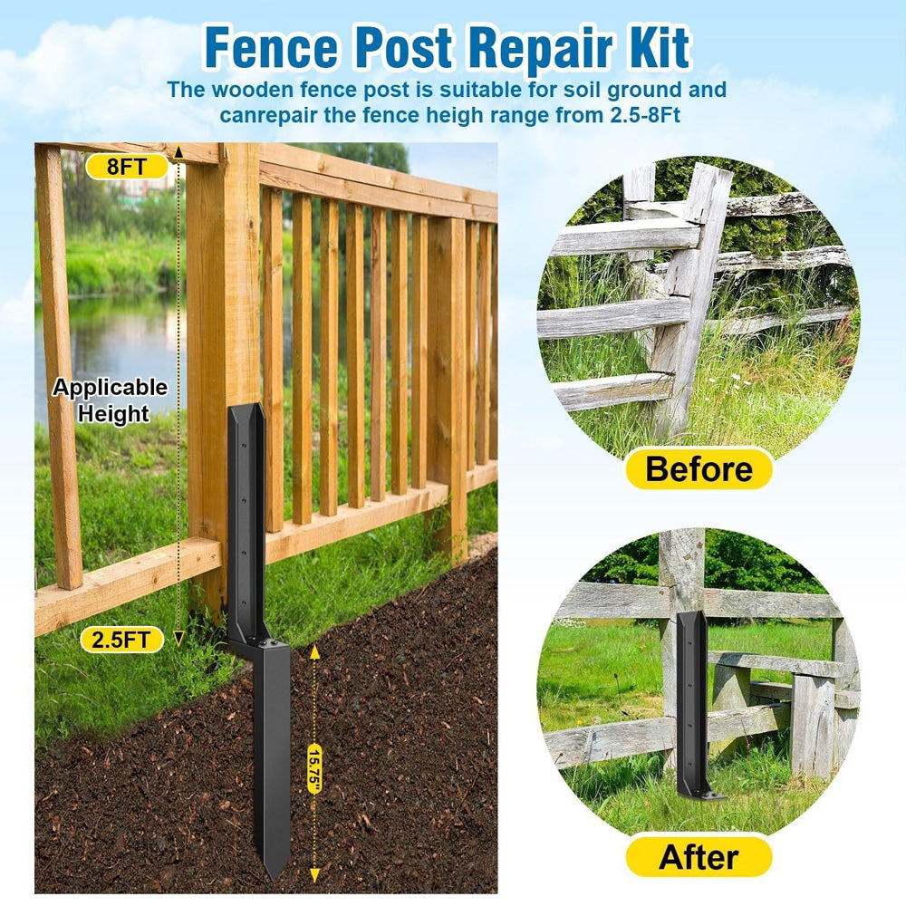4 Pcs Fence Post Repair Kit Heavy Duty Fence Posts Anchor