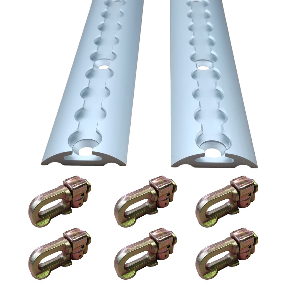 2Pcs 1.5M Sloped Edges Anchor Track 6 pcs Double Stud Fittings