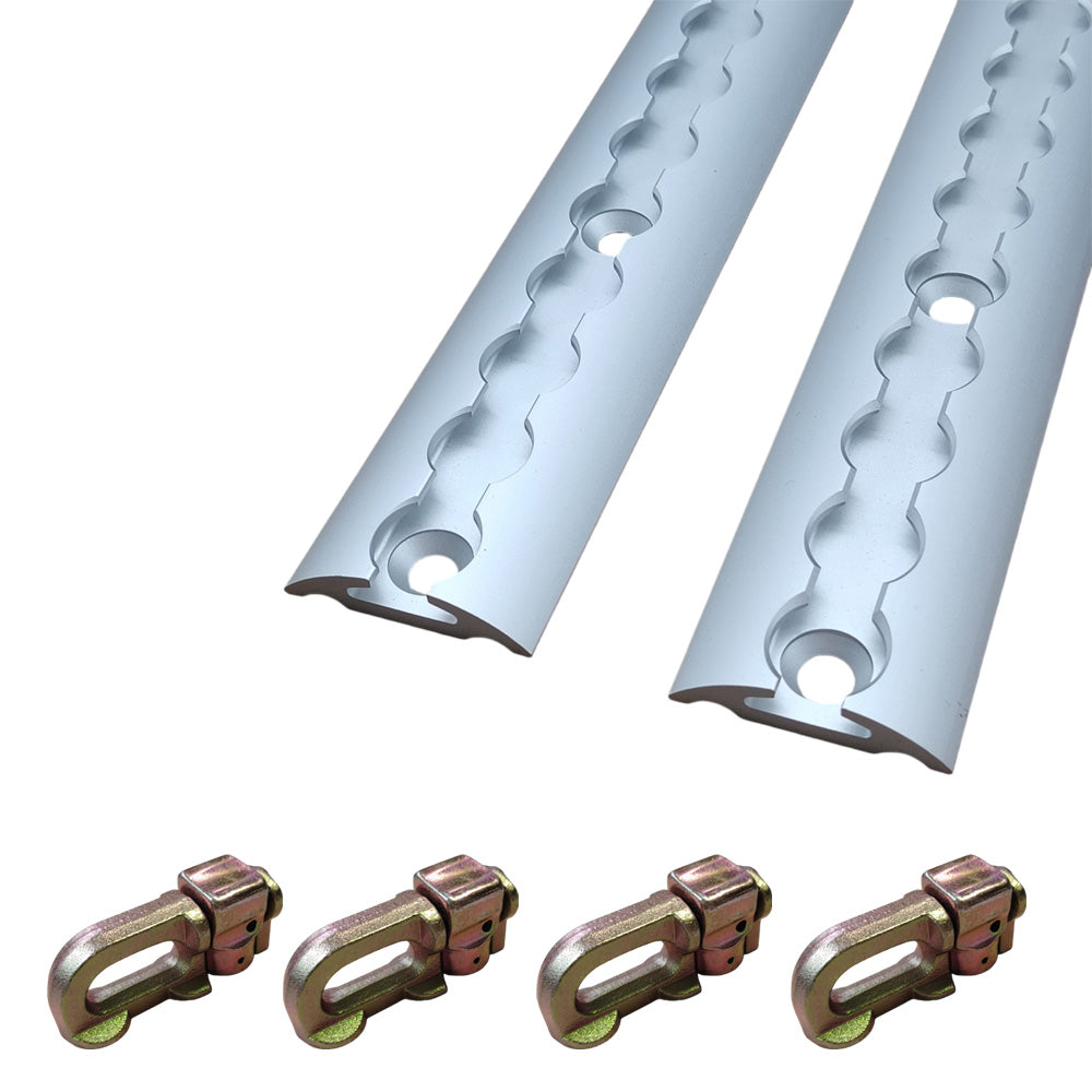 2Pcs 1M Sloped Edges Anchor Track 4 pcs Double Stud Fittings
