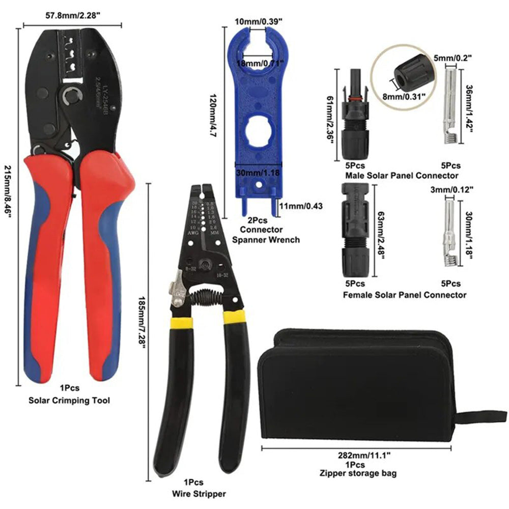 Solar Crimping Stripper and Cutter Tools 10pcs Solar Panel Cable Connectors