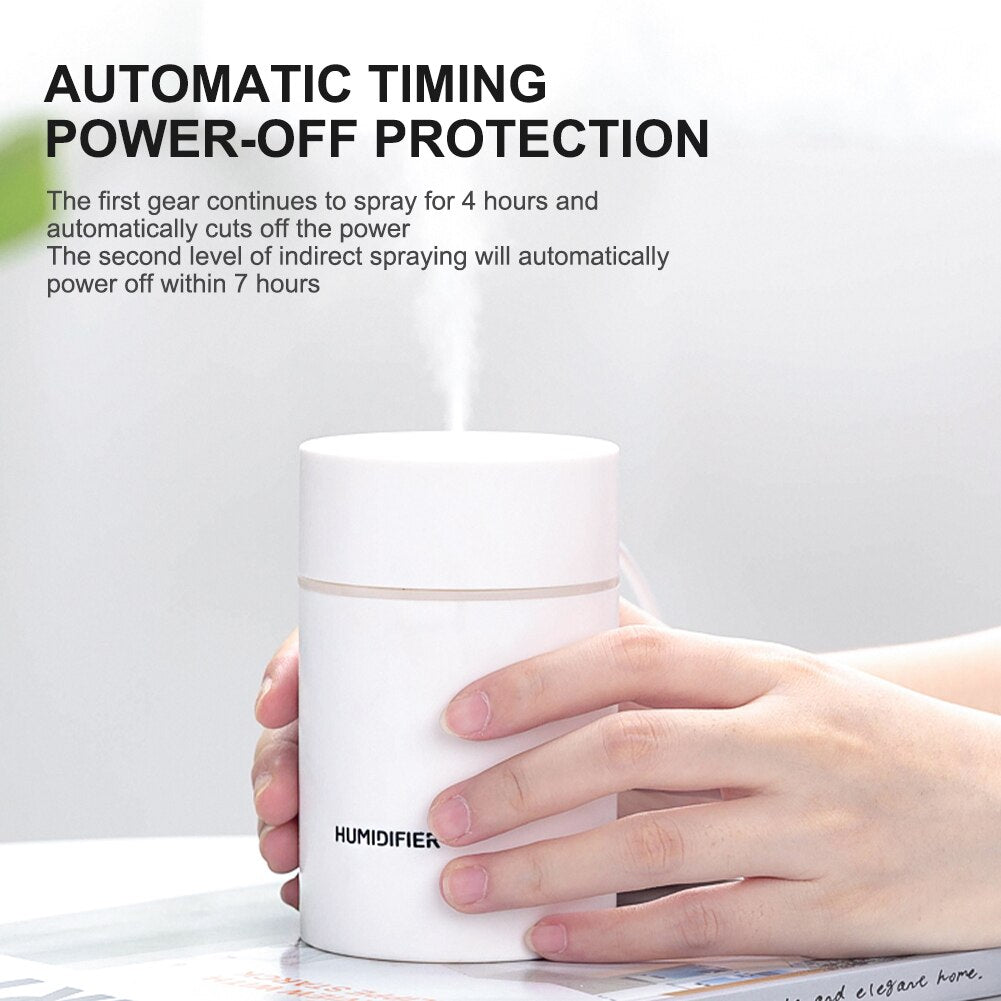 300ml USB Mini Humidifier Desktop Misting Aroma Diffuser with Night Light Auto Power Off Air Humidifier Car Interior Accessories