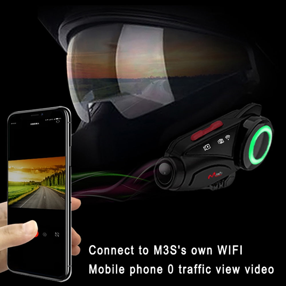 Maxto Motorcycle Helmet Headset Group Intercom With Camera 2K 1080P Wifi Video Recorder Bluetooth Interphone DVR IP67 Waterproof