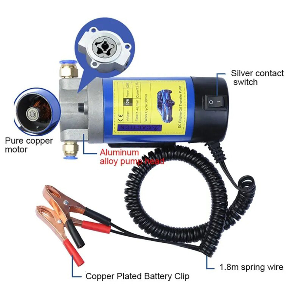 DC 12V Electric Suction Transfer Change Pump Motor Oil Diesel Extractor Pump