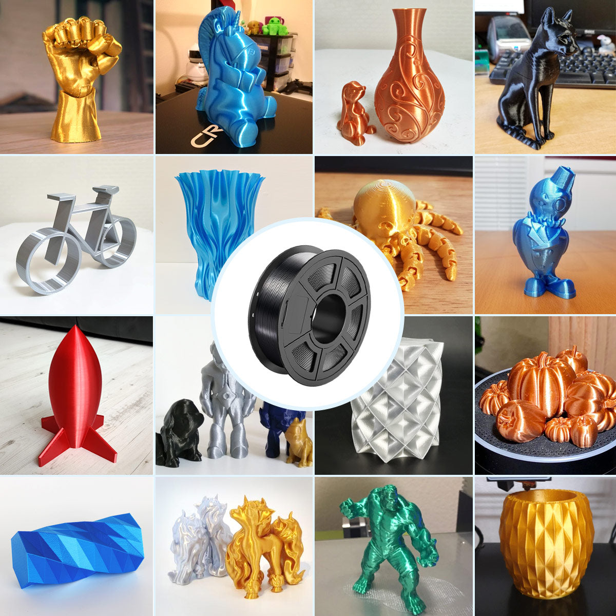Silk PLA+ 3D Filament 1.75mm Black 1KG/Roll