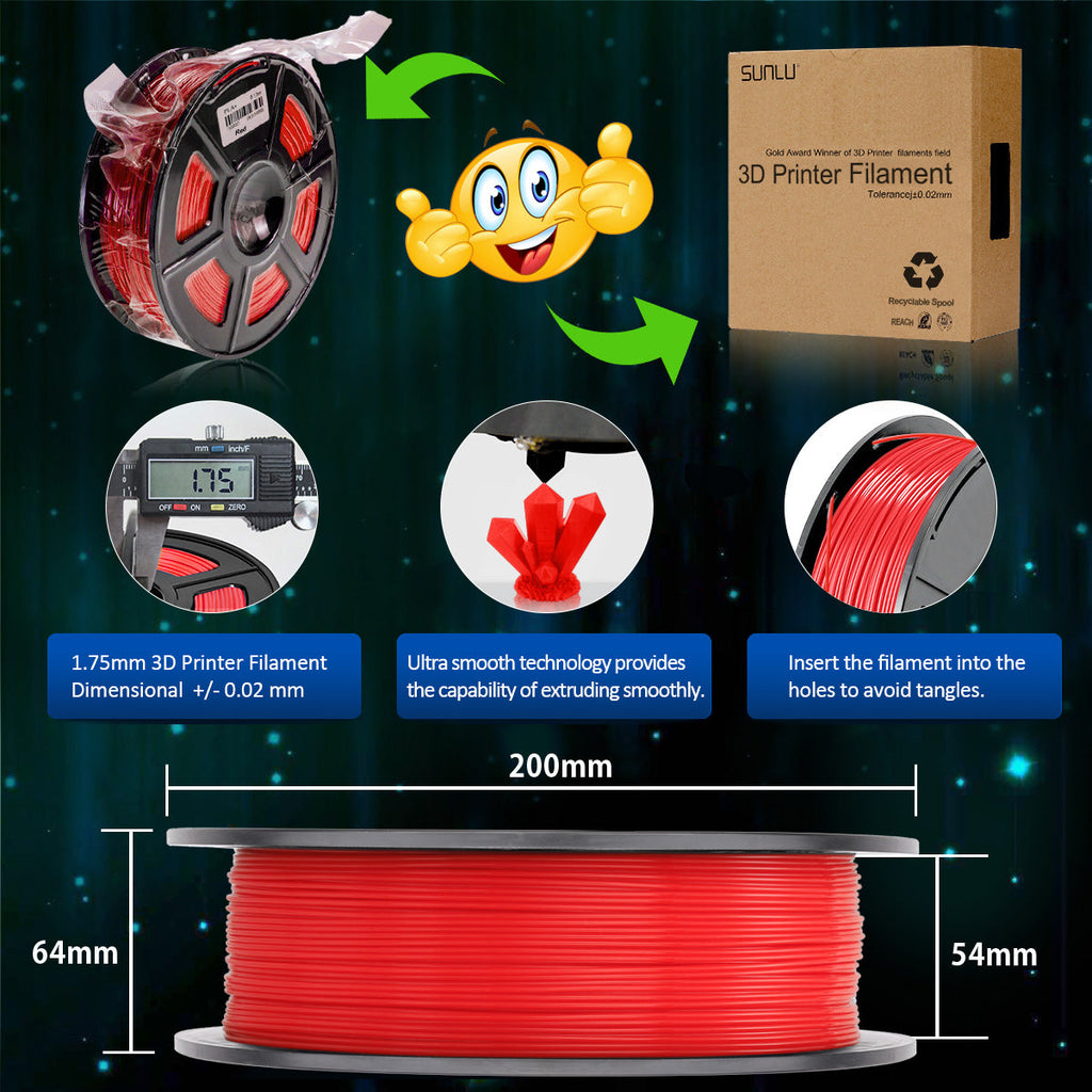 PLA 3D Filament 1.75mm Red 1KG/Roll