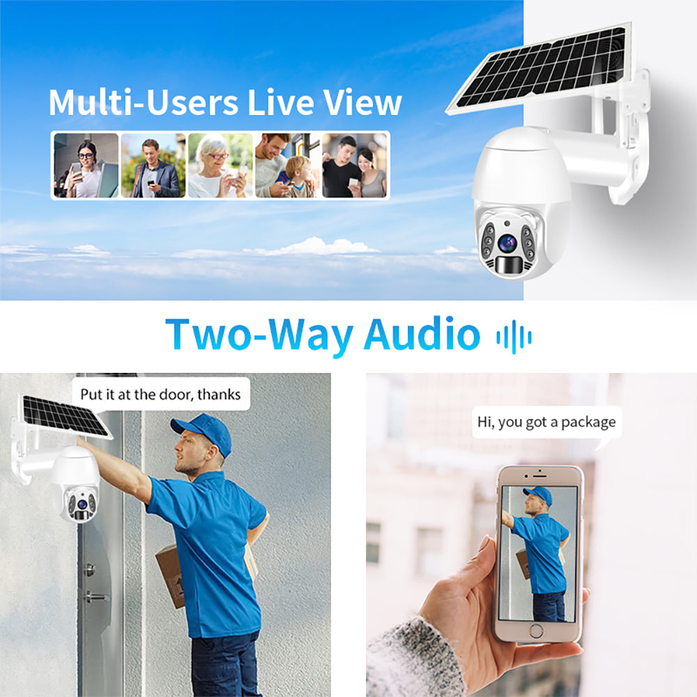 Q6 3MP Wifi Low Power Built-in Battery Starlight Night Vision Solar Powered IP Camera
