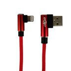 USB Double Elbow Cotton Linen Red Charging Cable For iphone ipad