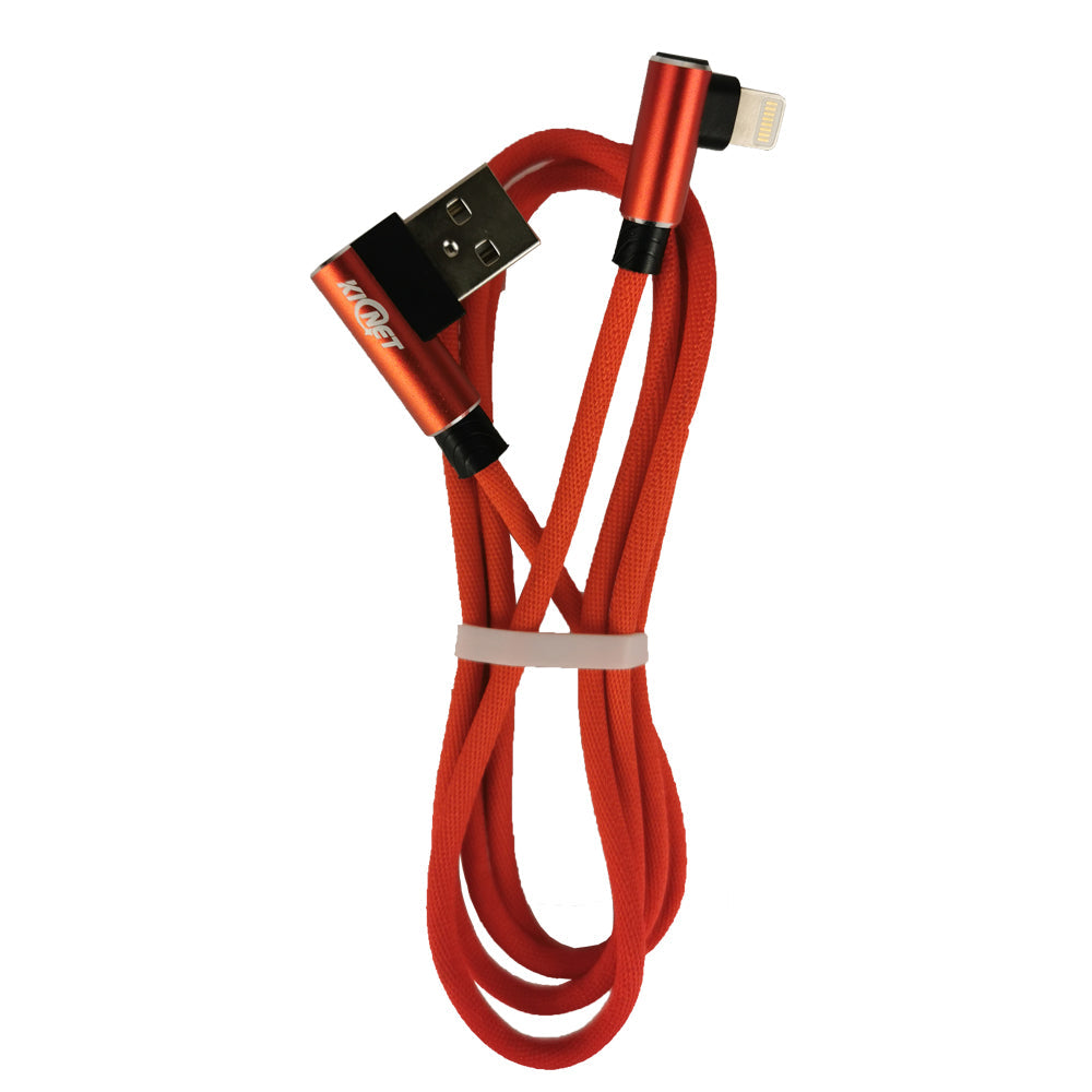 USB Double Elbow Cotton Linen Red Charging Cable For iphone ipad