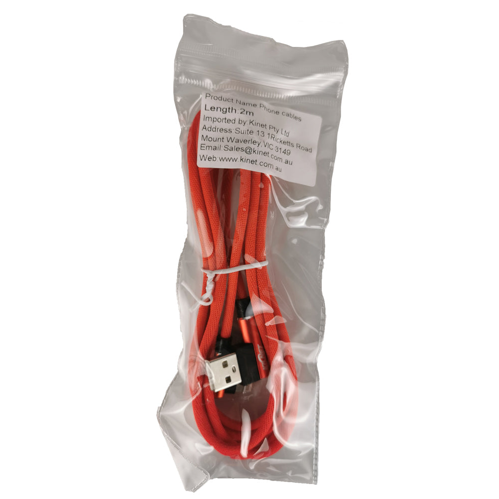 USB Double Elbow Cotton Linen Red Charging Cable For iphone ipad