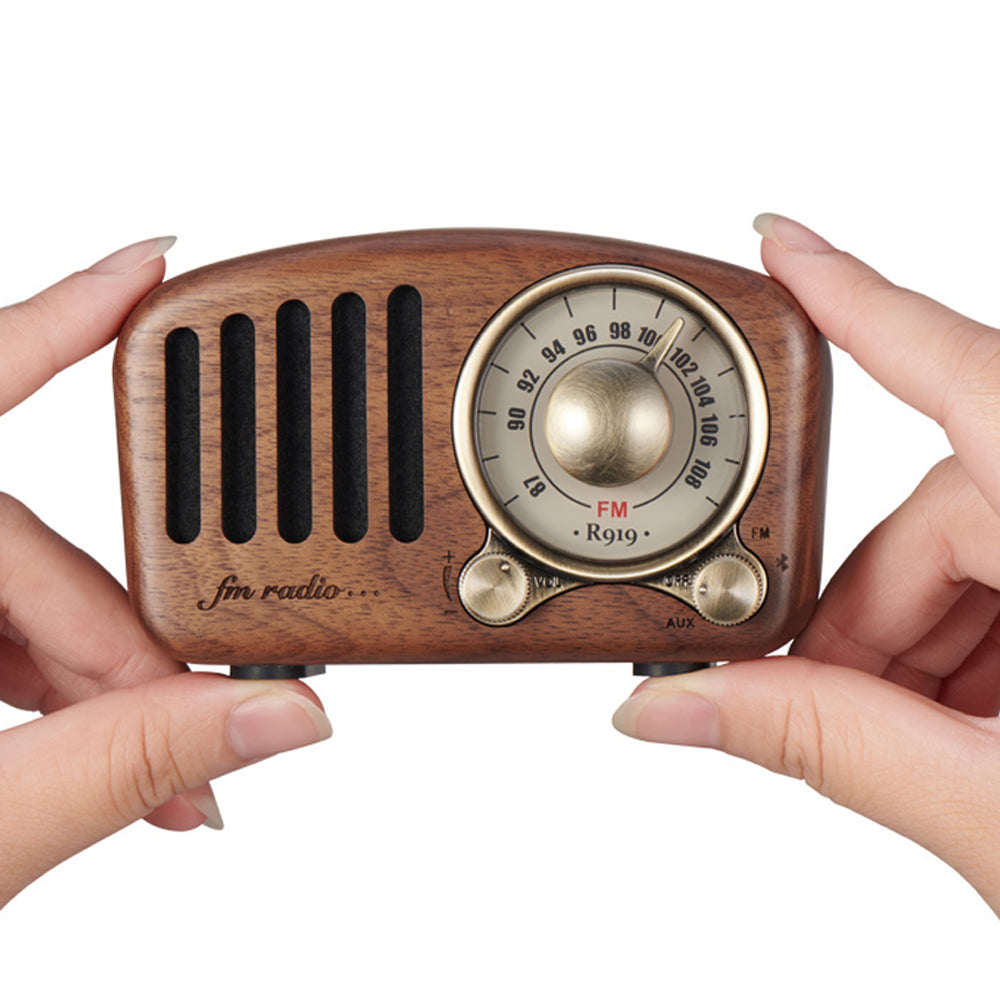 R-919 FM Bluetooth TF Card AUX Portable Vintage Radio Speaker