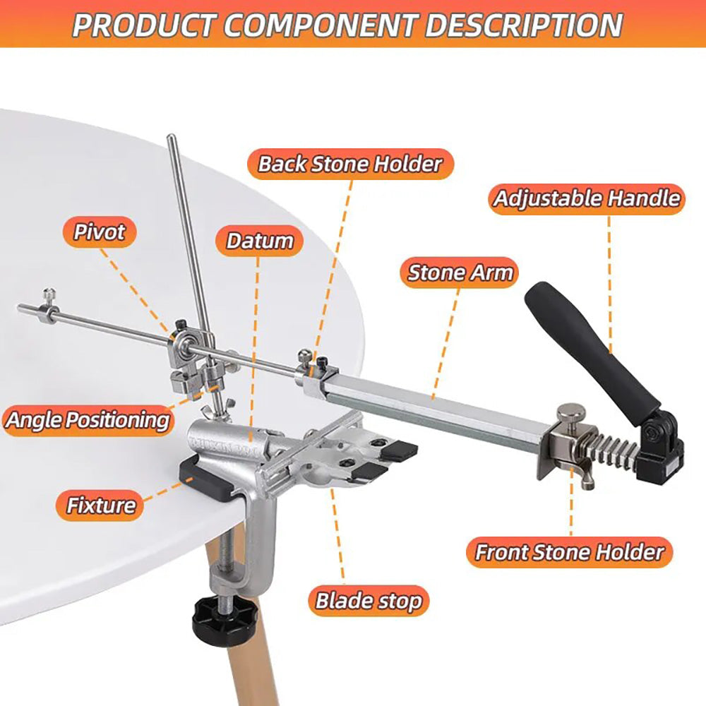 RX-009  360° Rotation Flip Fixed-Angle Stainless Steel  Knife Sharpener Set