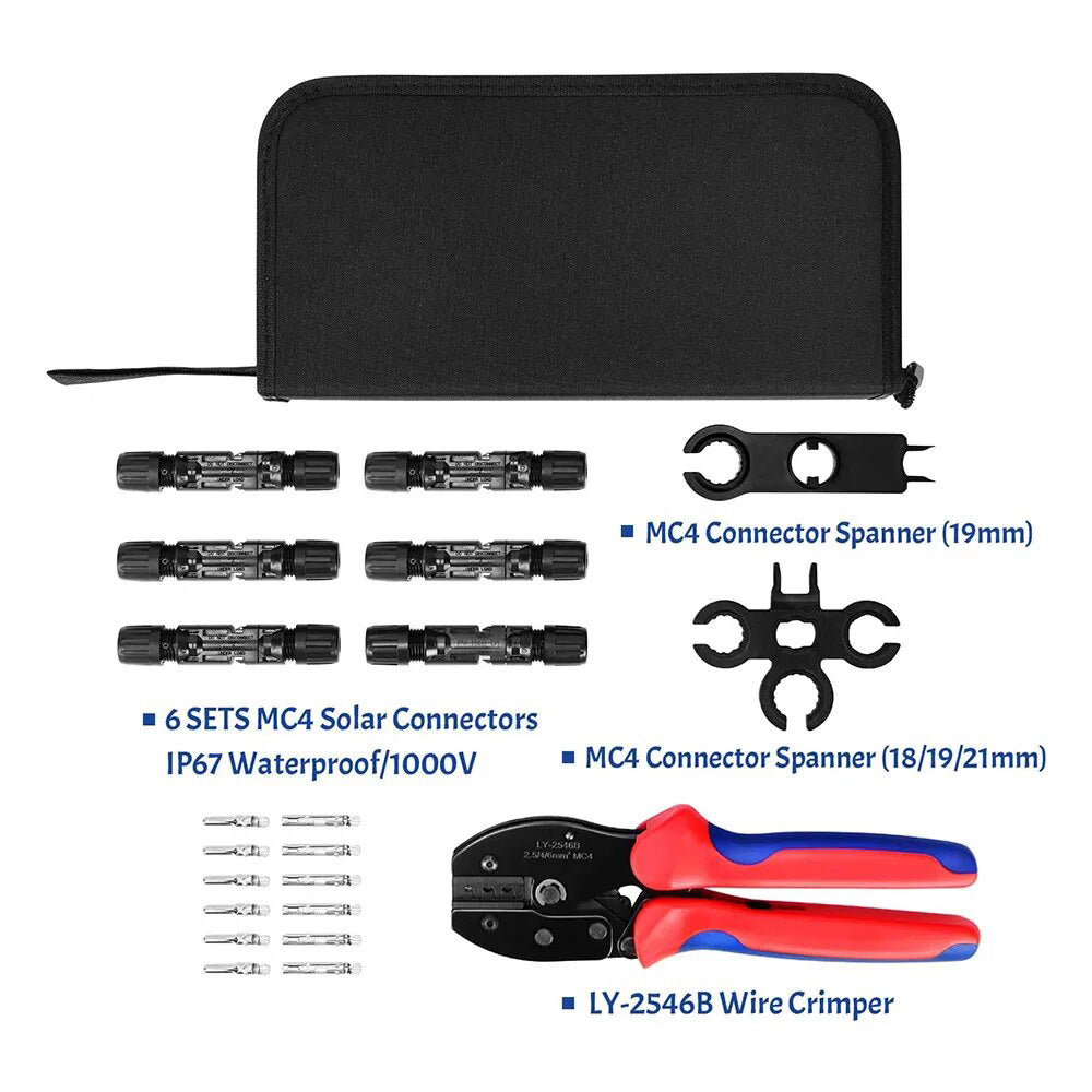 Solar Crimping Tool Kit Cable Connector 6pcs Male Female Solar Connector