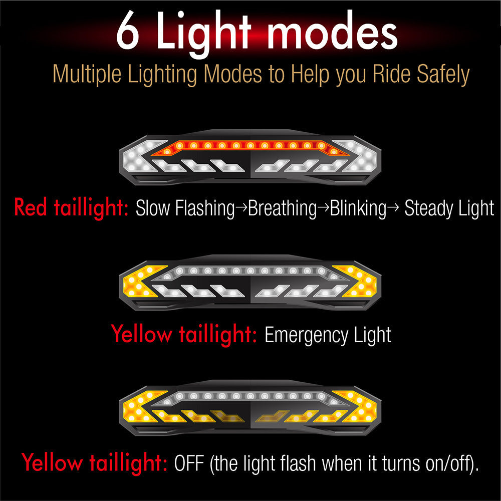 SF31 Smart Bike AlarmTailight with Warning light/Brake light/Turn signal/Electric bell/Anti-theft alarm