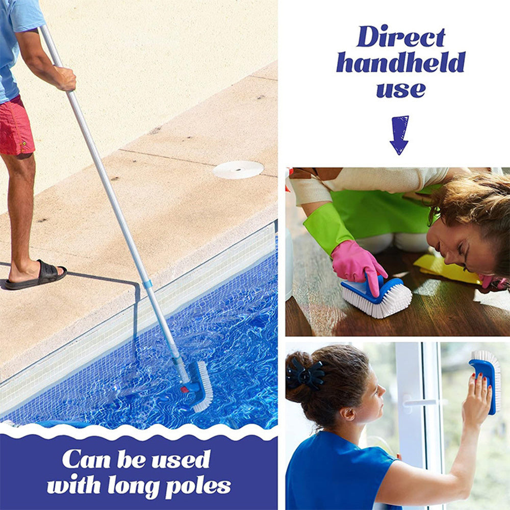 Pool Corner and Stair Brush Curved End 180 Degree Rotating Pool Cleaning Brush