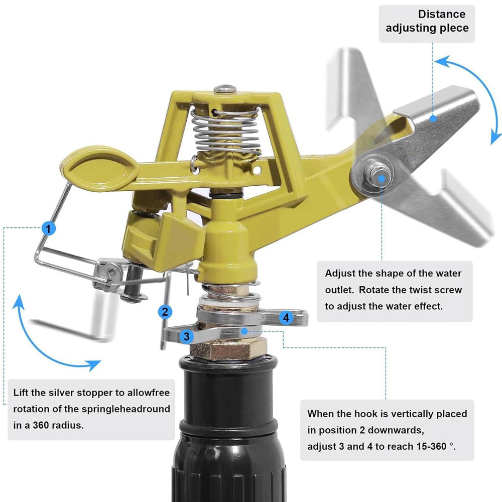 Tripod Sprinkler 360 Degree Rotating Heavy-Duty Zinc Alloy Lawn Sprinkler