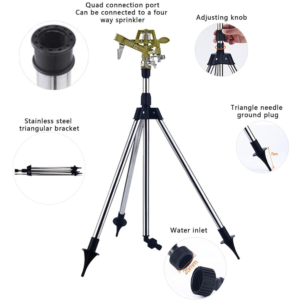 Tripod Sprinkler 360 Degree Rotating Heavy-Duty Zinc Alloy Lawn Sprinkler