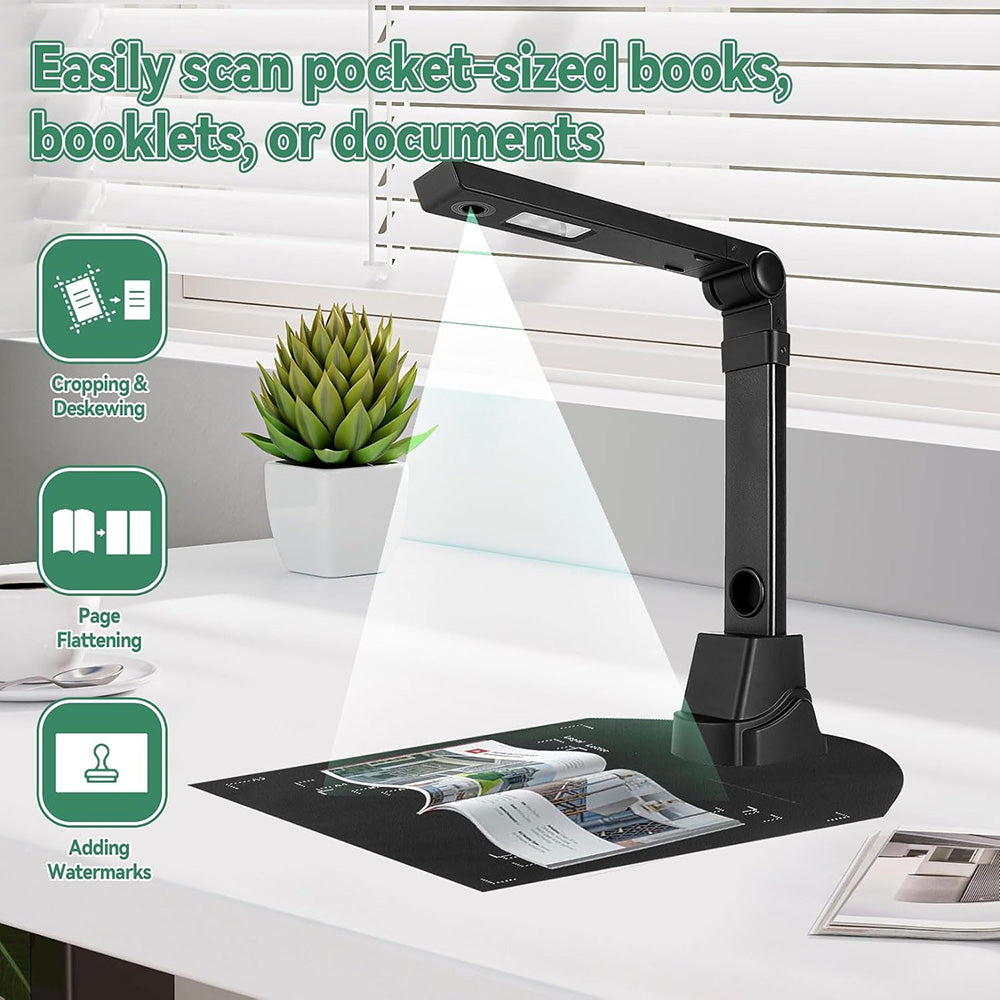 Foldable HD Document Camera Scanner 16MP A3 & A4 Scanning Size LED Light