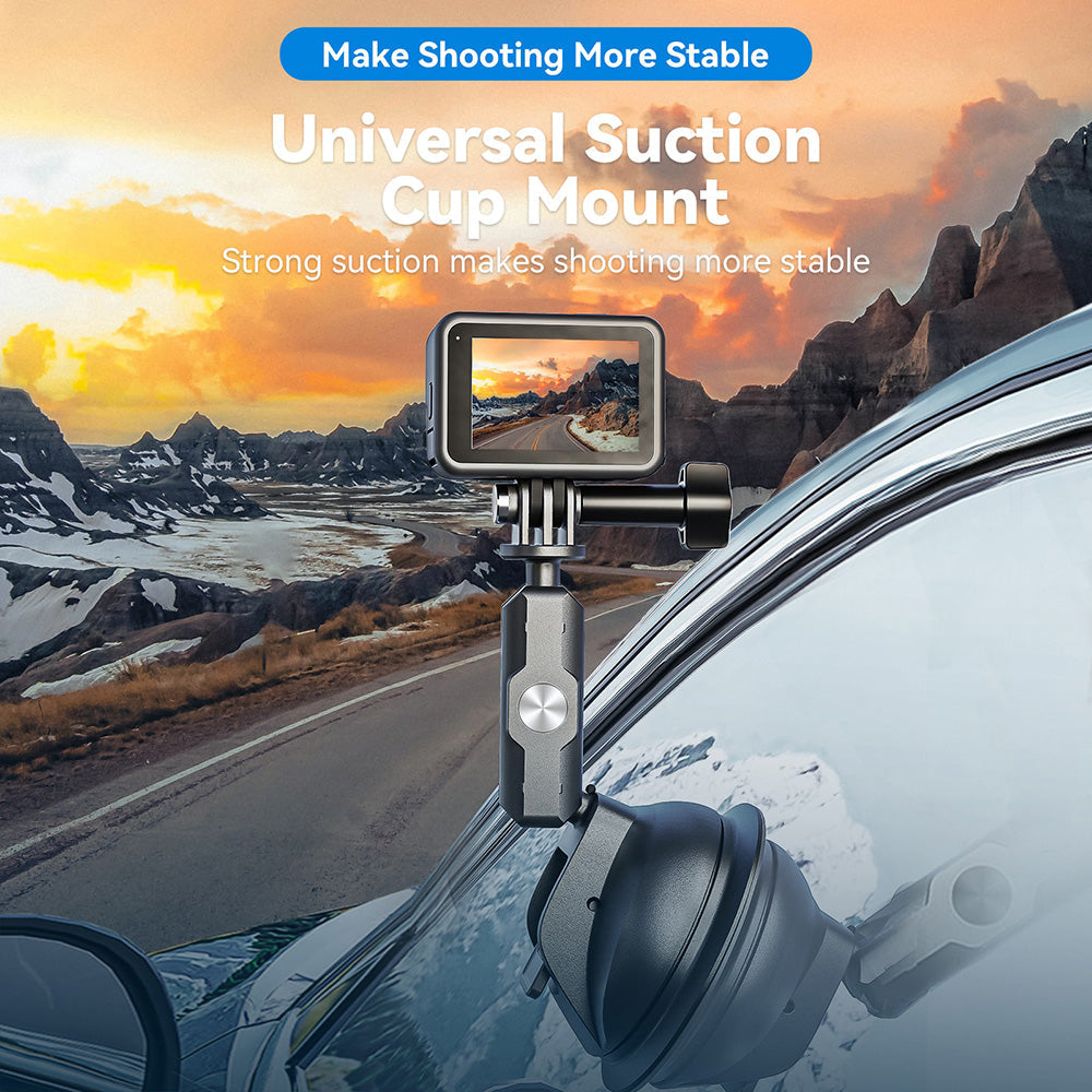 TELESIN Car Phone Holder Suction Cup 360° Adjustable 1/4  Adapter For GoPro
