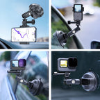 TELESIN Car Phone Holder Suction Cup 360° Adjustable 1/4  Adapter For GoPro