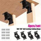 4pcs 0-90-180 Degree Folding Table Leg Brackets Self Lock Hinges