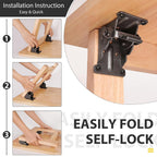 4pcs 0-90 Degree Folding Table Leg Brackets Self Lock Hinges