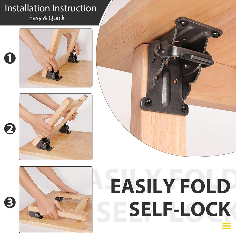 4pcs 0-90 Degree Folding Table Leg Brackets Self Lock Hinges