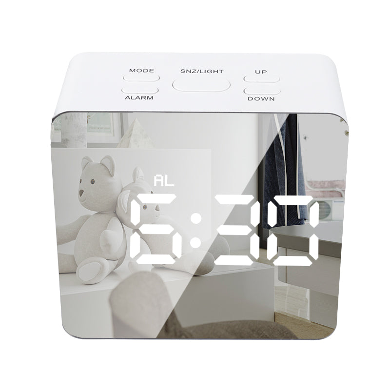 LED Mirror Digital Alarm Clock Night Lights Thermometer Multi-function Watch