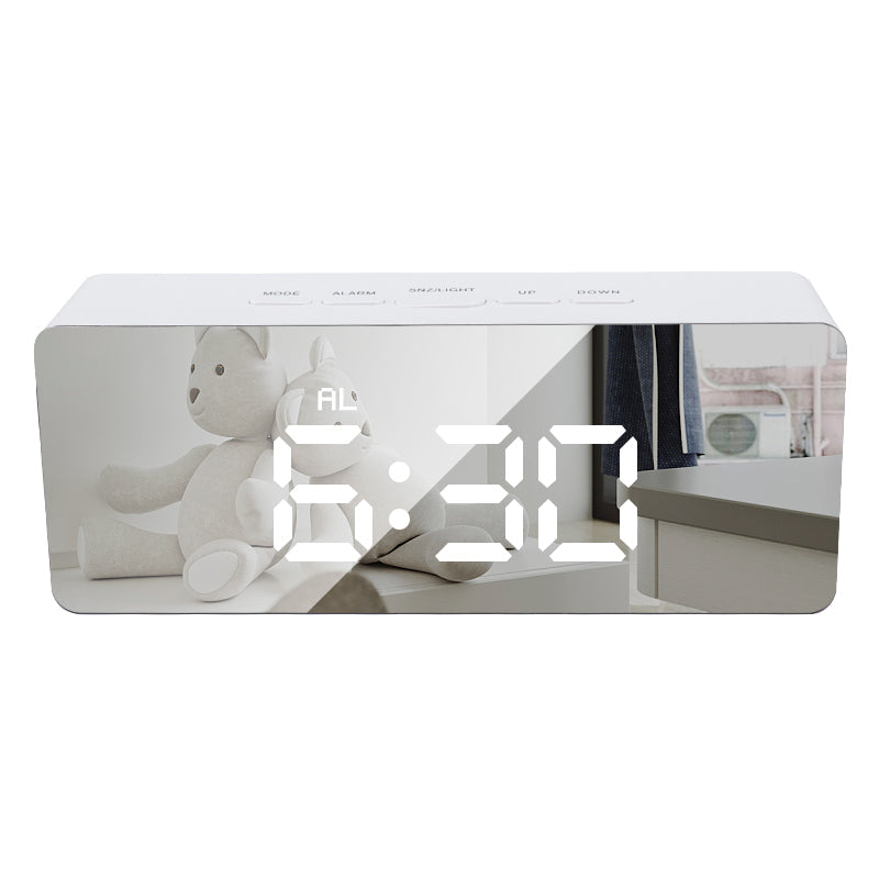 LED Mirror Digital Alarm Clock Night Lights Thermometer Multi-function Watch