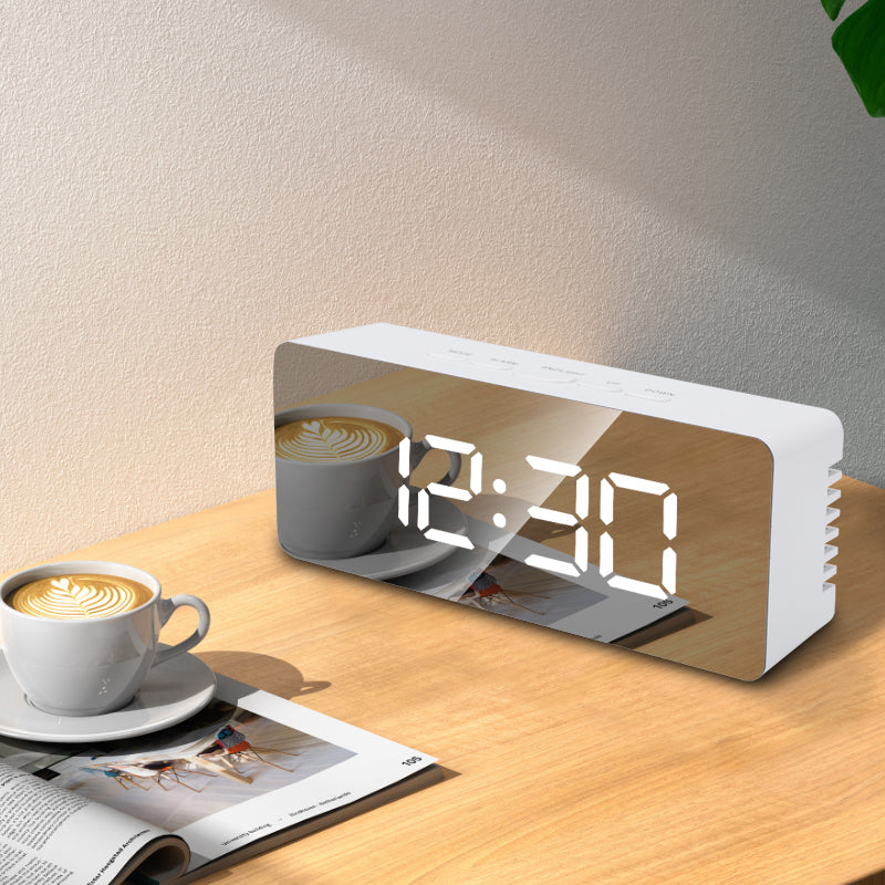 LED Mirror Digital Alarm Clock Night Lights Thermometer Multi-function Watch