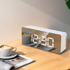 LED Mirror Digital Alarm Clock Night Lights Thermometer Multi-function Watch