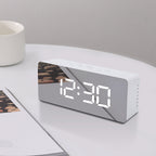 LED Mirror Digital Alarm Clock Night Lights Thermometer Multi-function Watch